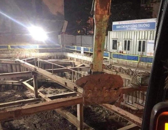 Quả bom được công nhân phát hiện trong quá trình thi công nền móng