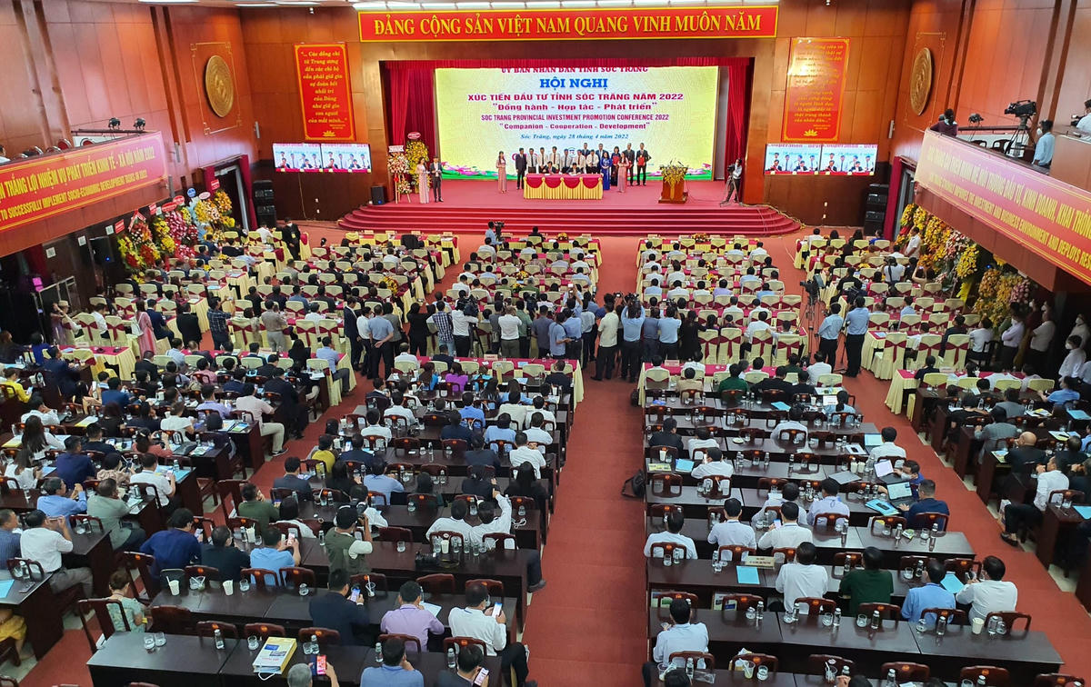 Quang cảnh hội nghị xúc tiến đầu tư tỉnh Sóc Trăng. 