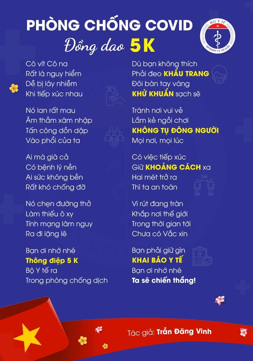 Phòng, chống dịch Covid-19 bằng 'Đồng dao 5K'