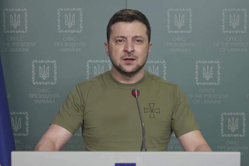Tổng thống Ukraine Volodymyr Zelenskyy phát biểu tại thủ đô Kiev, Ukraine. Ảnh: AP.