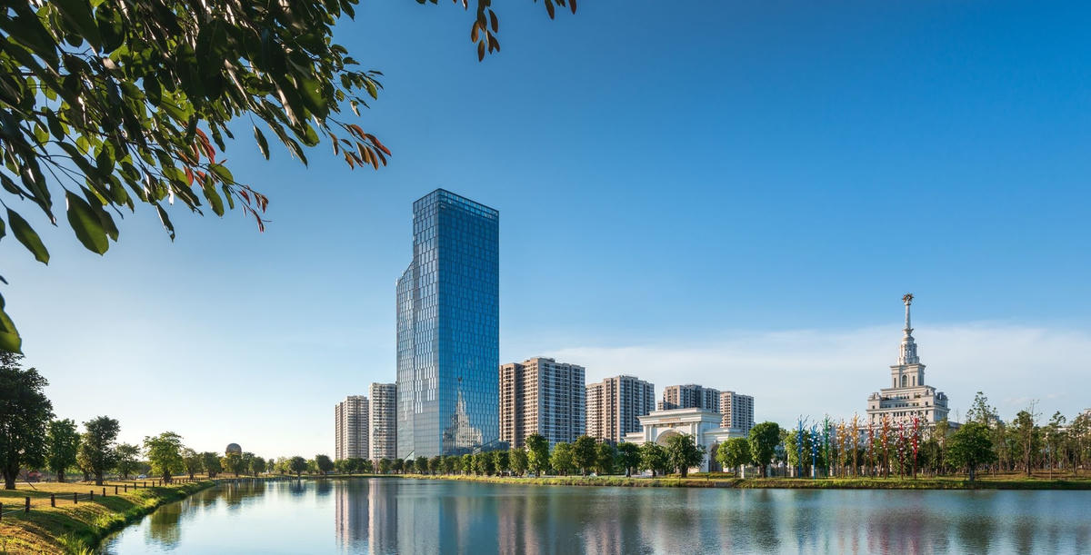 Không gian xanh ngập tràn xung quanh công trình xanh TechnoPark Tower