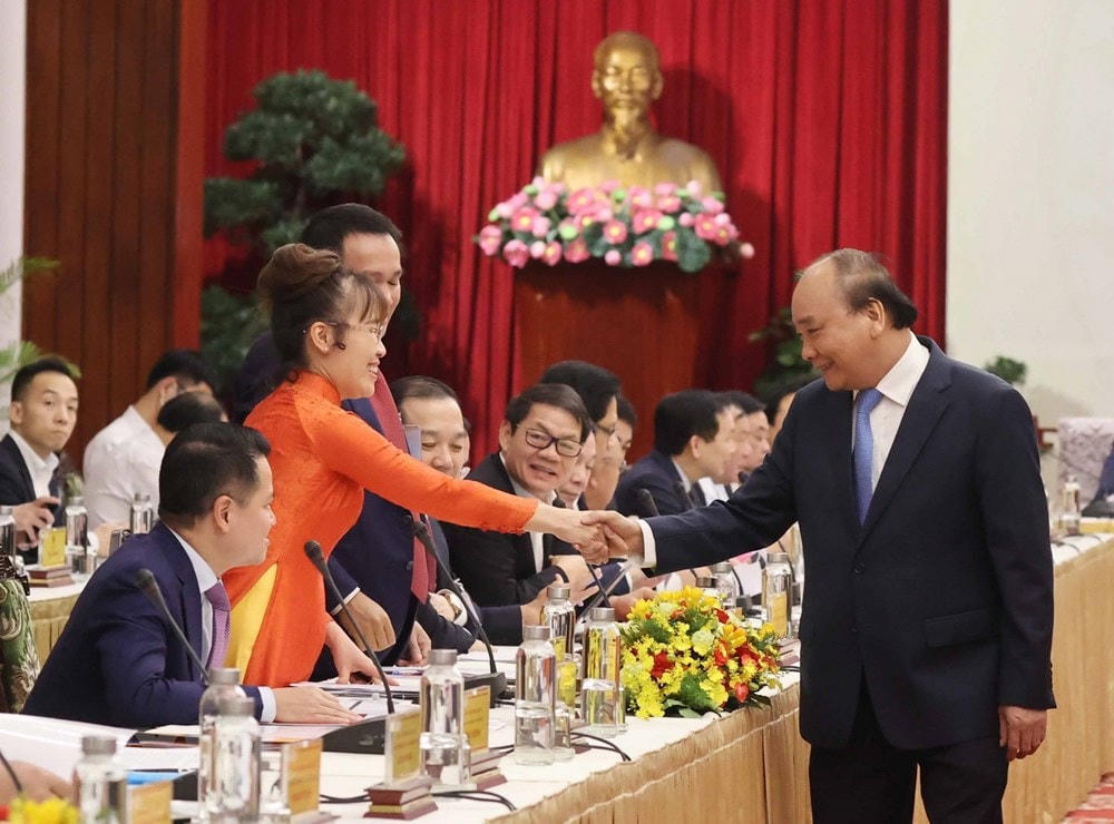Thủ tướng Nguyễn Xuân Phúc với các đại biểu dự cuộc “Đối thoại 2045.” (Ảnh: Thống Nhất/TTXVN).