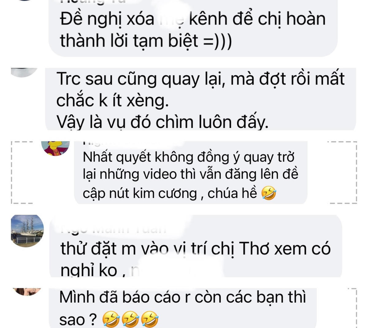 Một số ý kiến của cộng đồng mạng về việc kênh YouTube Thơ Nguyễn trở lại. Nguồn: FB.