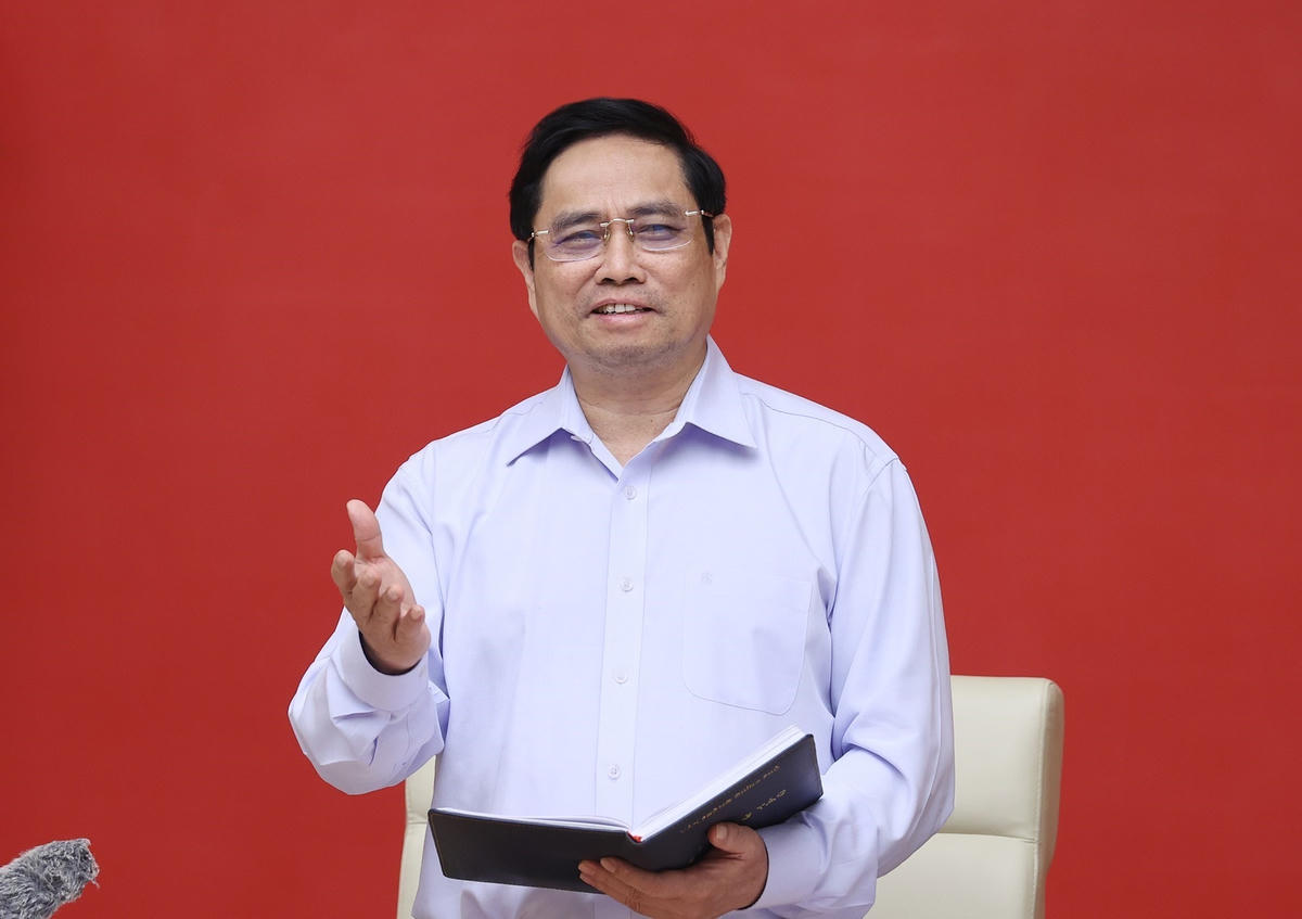 Thủ tướng Phạm Minh Chính phát biểu kết luận Hội nghị. Ảnh: TTXVN.