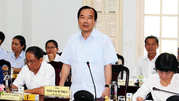 Phó Chủ tịch Ngô Sách Thực, phát biểu tại buổi làm việc. Ảnh Thanh Tùng.