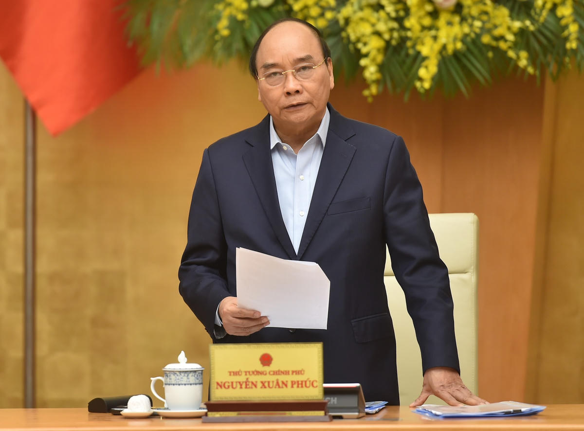 Thủ tướng Nguyễn Xuân Phúc phát biểu kết luận cuộc làm việc với Đoàn Chủ tịch Tổng LĐLĐ Việt Nam.Ảnh: VGP.