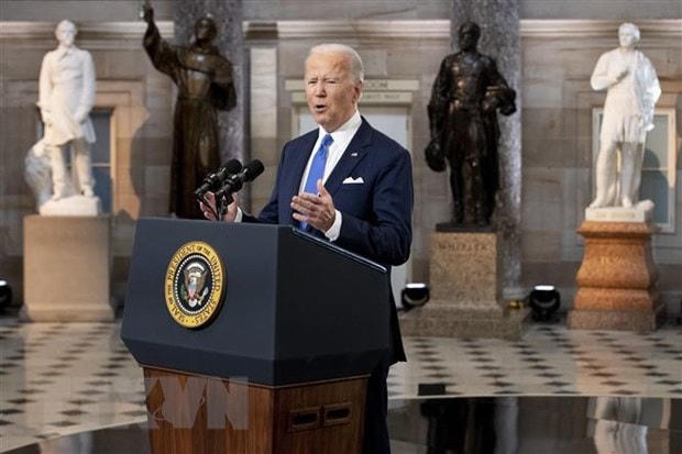 Tổng thống Mỹ Joe Biden phát biểu tại Washington, DC.. (Ảnh: AFP/TTXVN)  