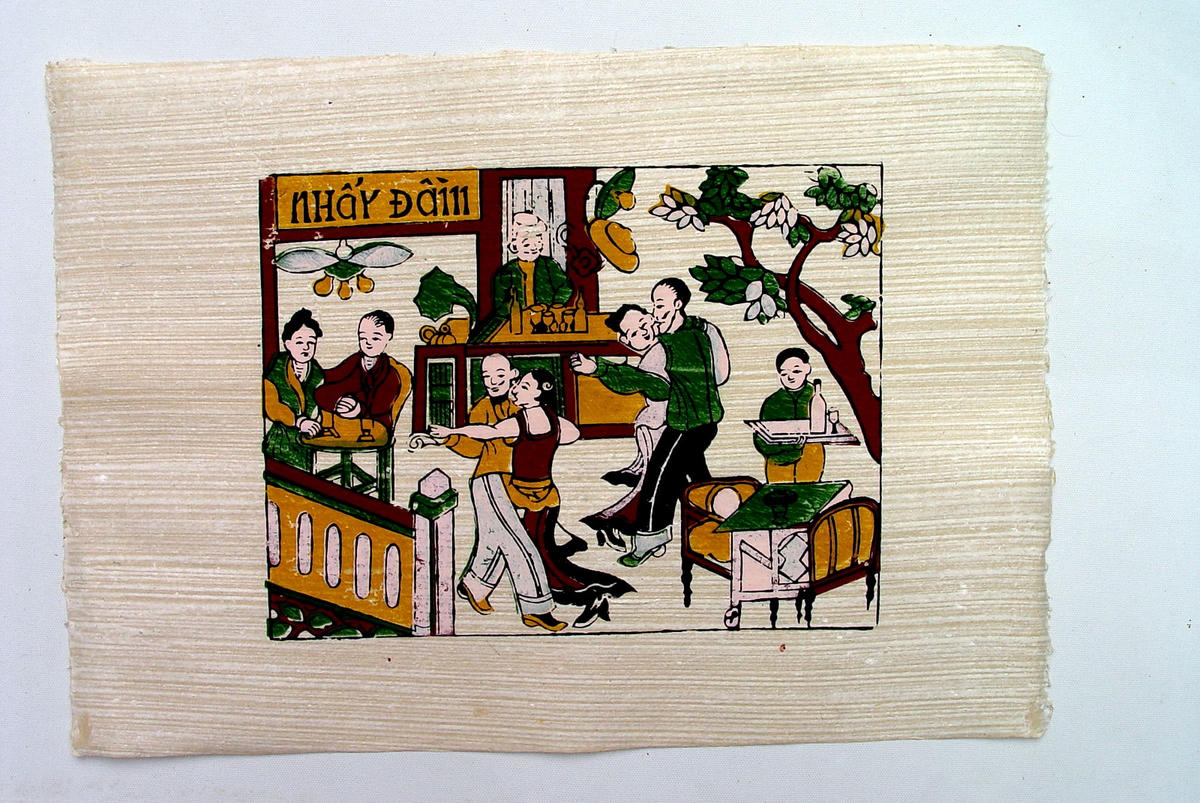 “Nhẩy đầm” - Tranh dân gian Đông Hồ.