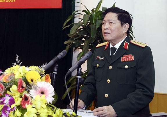 Đại tướng Ngô Xuân Lịch phát biểu tại buổi gặp mặt.