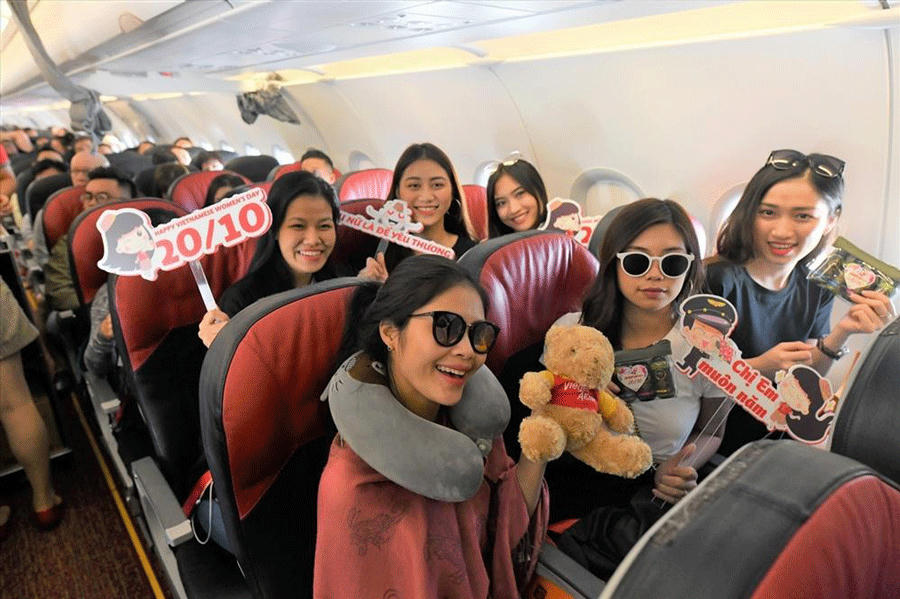Vietjet tưng khuyến mãi 50% giá vé dịp 20-10.