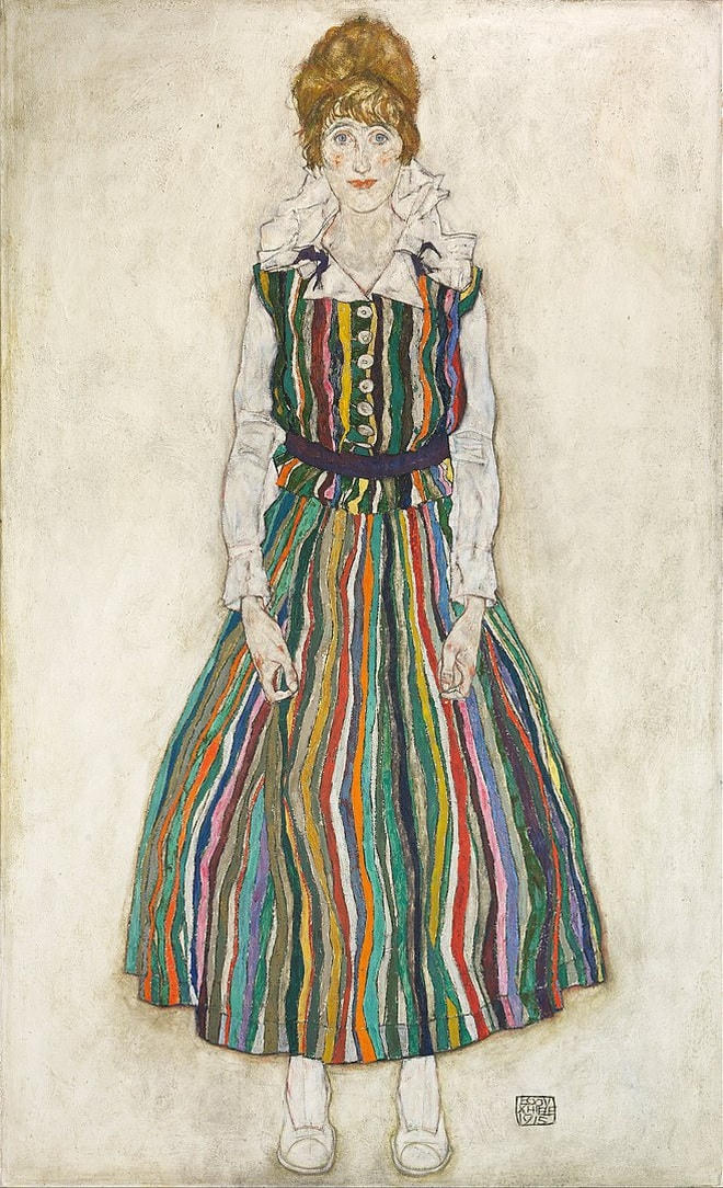 Danh họa người Áo Egon Schiele và bức "Chân dung Edith, vợ của họa sĩ", thực hiện hồi năm 1915.  