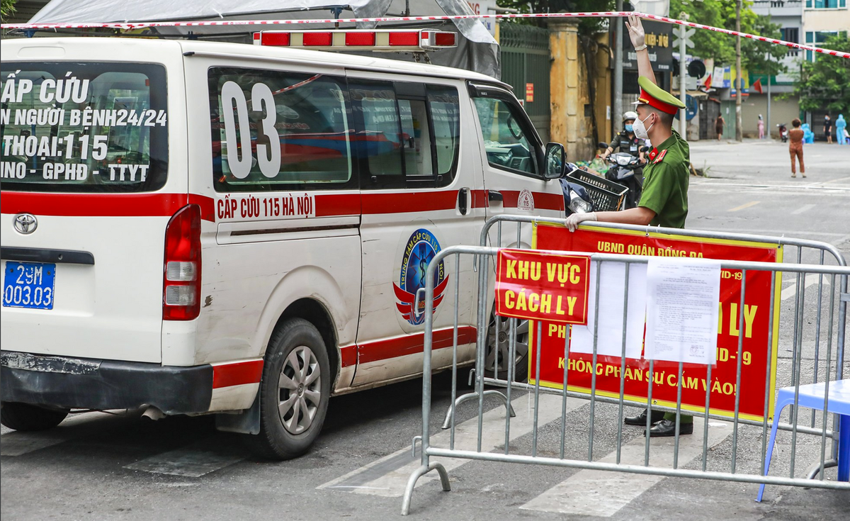 Khu vực cách ly y tế phường Văn Miếu, Văn Chương, quận Đống Đa. Ảnh: Quang Vinh.