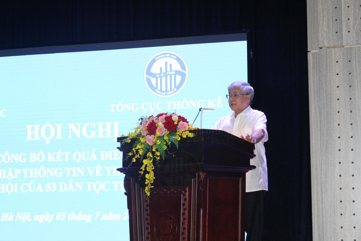 Ông Đỗ Văn Chiến, Bộ trưởng, Chủ nhiệm Ủy ban Dân tộc phát biểu tại hội nghị.