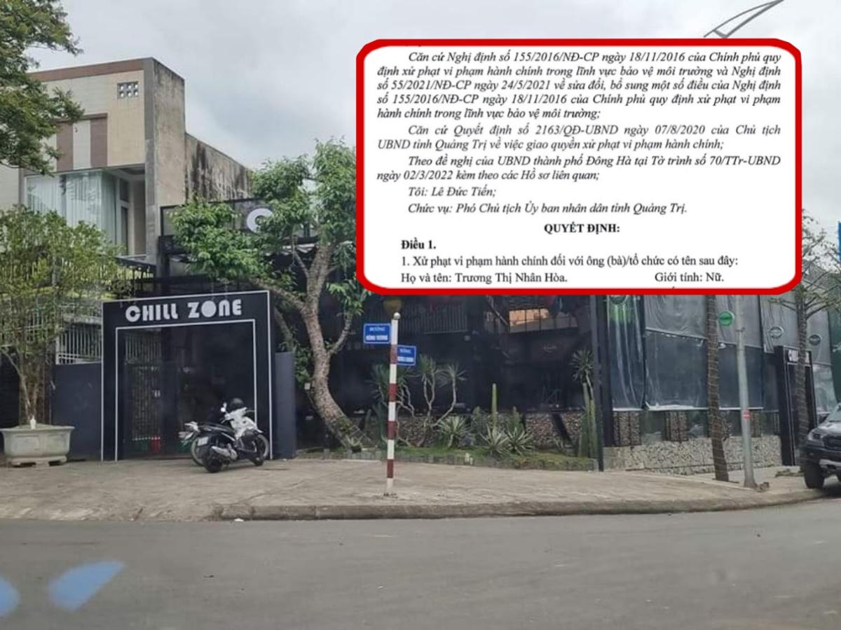 Chủ cơ sở kinh doanh dịch vụ ăn uống Quán Chill Zone (TP. Đông Hà) bị xử phạt hành chính với tổng số tiền là 66 triệu đồng.