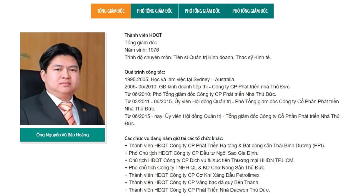 Thông tin về ông Nguyễn Vũ Bảo Hoàng trên http://www.thuduchouse.vn.