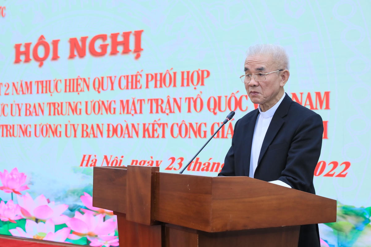 Linh mục Trần Xuân Mạnh phát biểu tại Hội nghị. Ảnh: Quang Vinh.