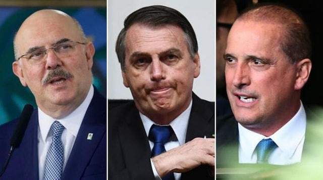 Từ trái qua: Bộ trưởng Giáo dục Brazil Milton Ribeiro, Tổng thống Jair Bolsonaro, Bộ trưởng Công dân Onyx Lorenzoni (Ảnh: Huffpost Brazil).