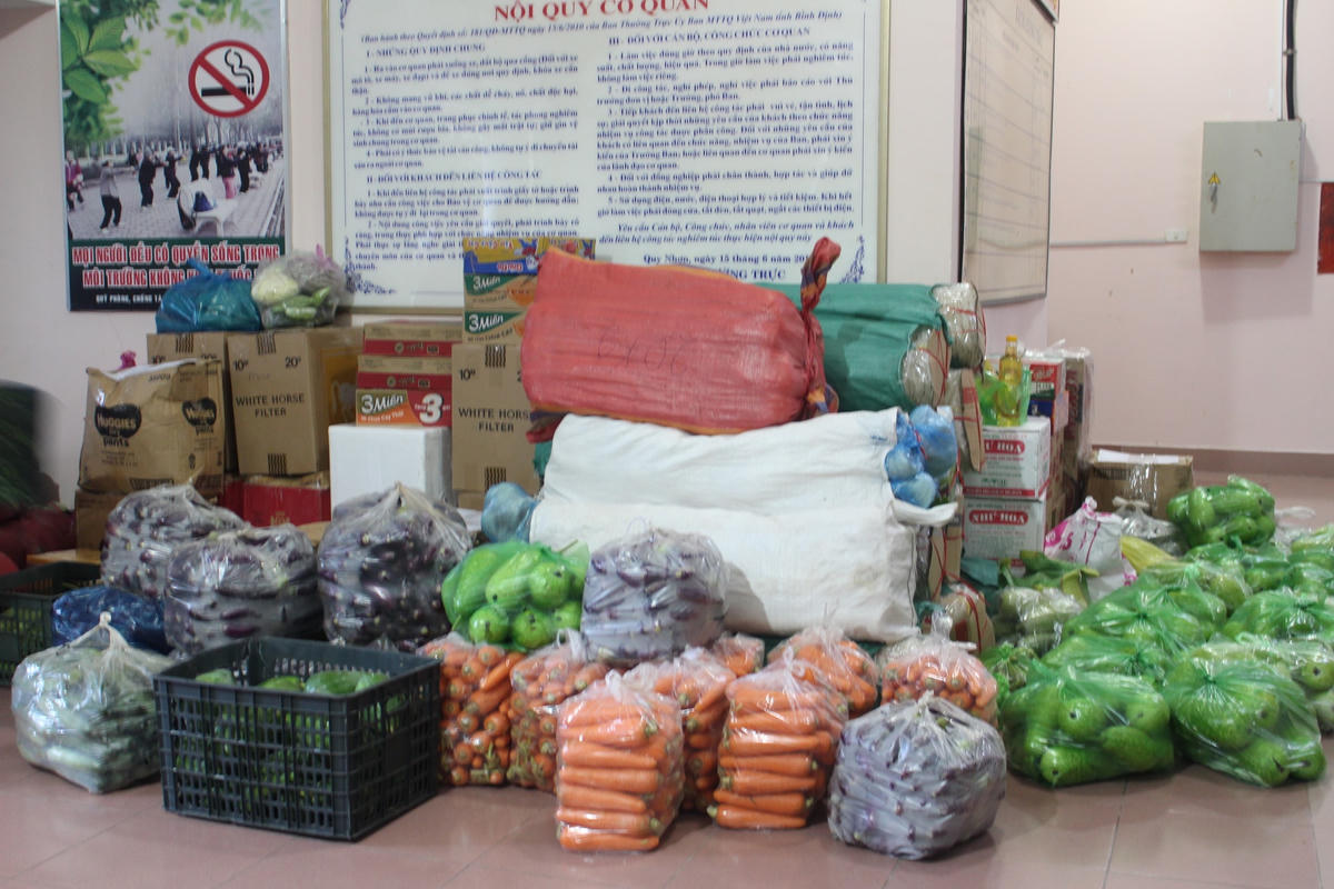 Rau củ quả do người dân Bình Định, ủng hộ cho TP.Hồ Chí Minh.