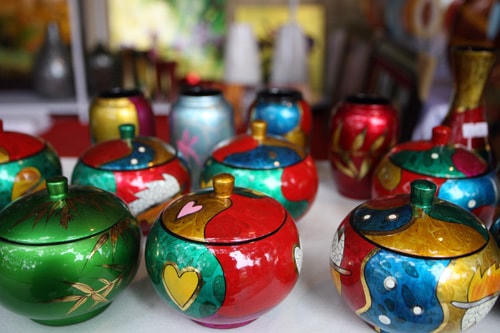 Một số sản phẩm của làng nghề sơn mài.