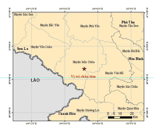 2 ngày đã xảy ra 6 trận động đất ở Sơn La.  