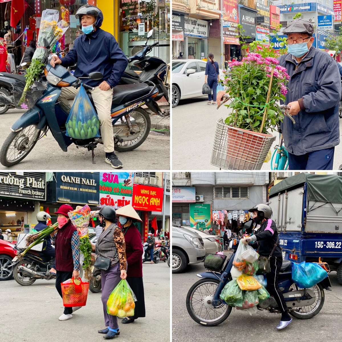Mọi người đều tất bật mua sắm, nhiều người tay xách nách mang vô số thứ nhưng vẫn nán lại để sắm sửa thêm cho một cái Tết đầy đủ, tươm tất.