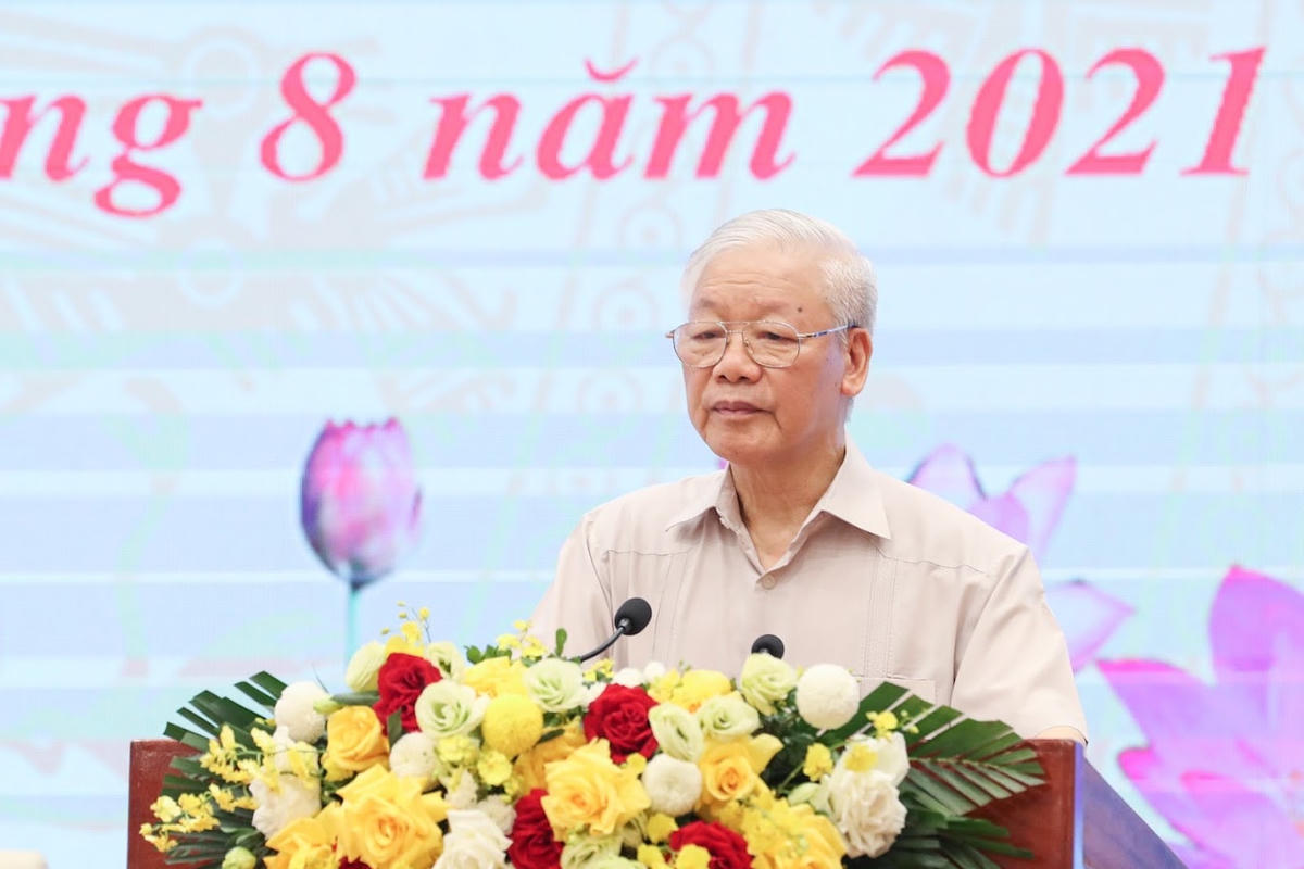 Tổng Bí thư Nguyễn Phú Trọng phát biểu tại Hội nghị. Ảnh: Quang Vinh.