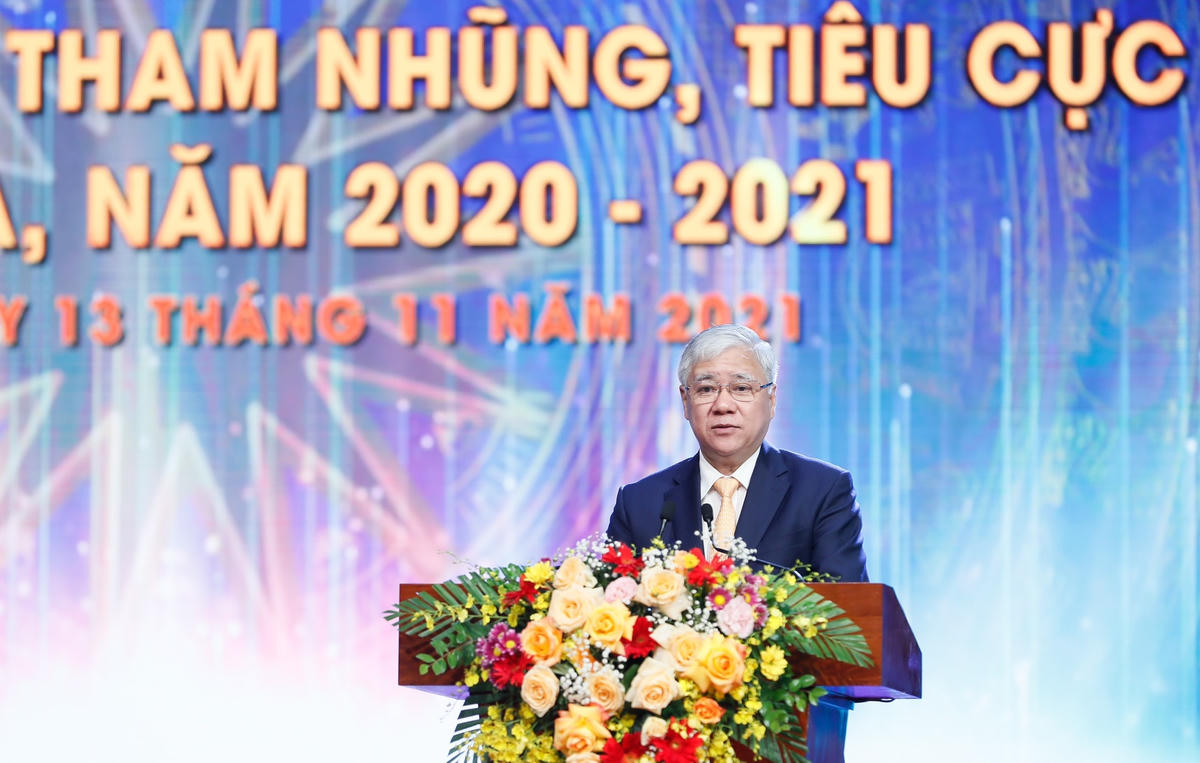 Chủ tịch UBTƯ MTTQ Việt Nam Đỗ Văn Chiến phát biểu tại lễ trao Giải.