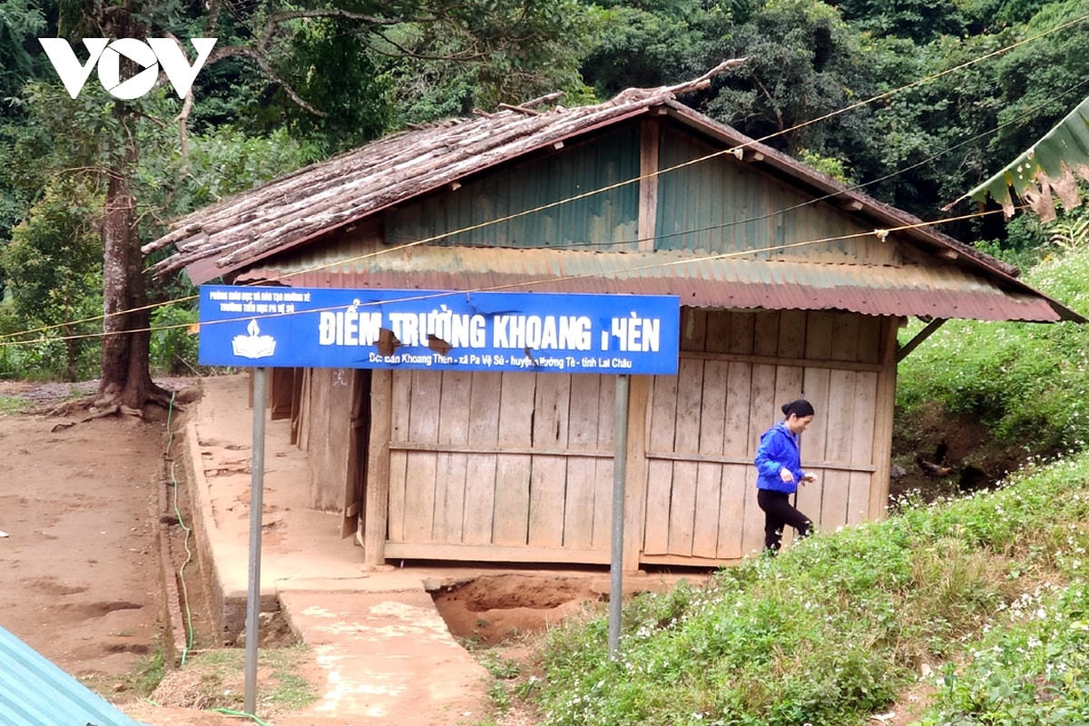 Phần lớn các điểm trường bản tại xã biên giới Pa Vệ Sủ, huyện Mường Tè, tỉnh Lai Châu là các nhà học tạm.  