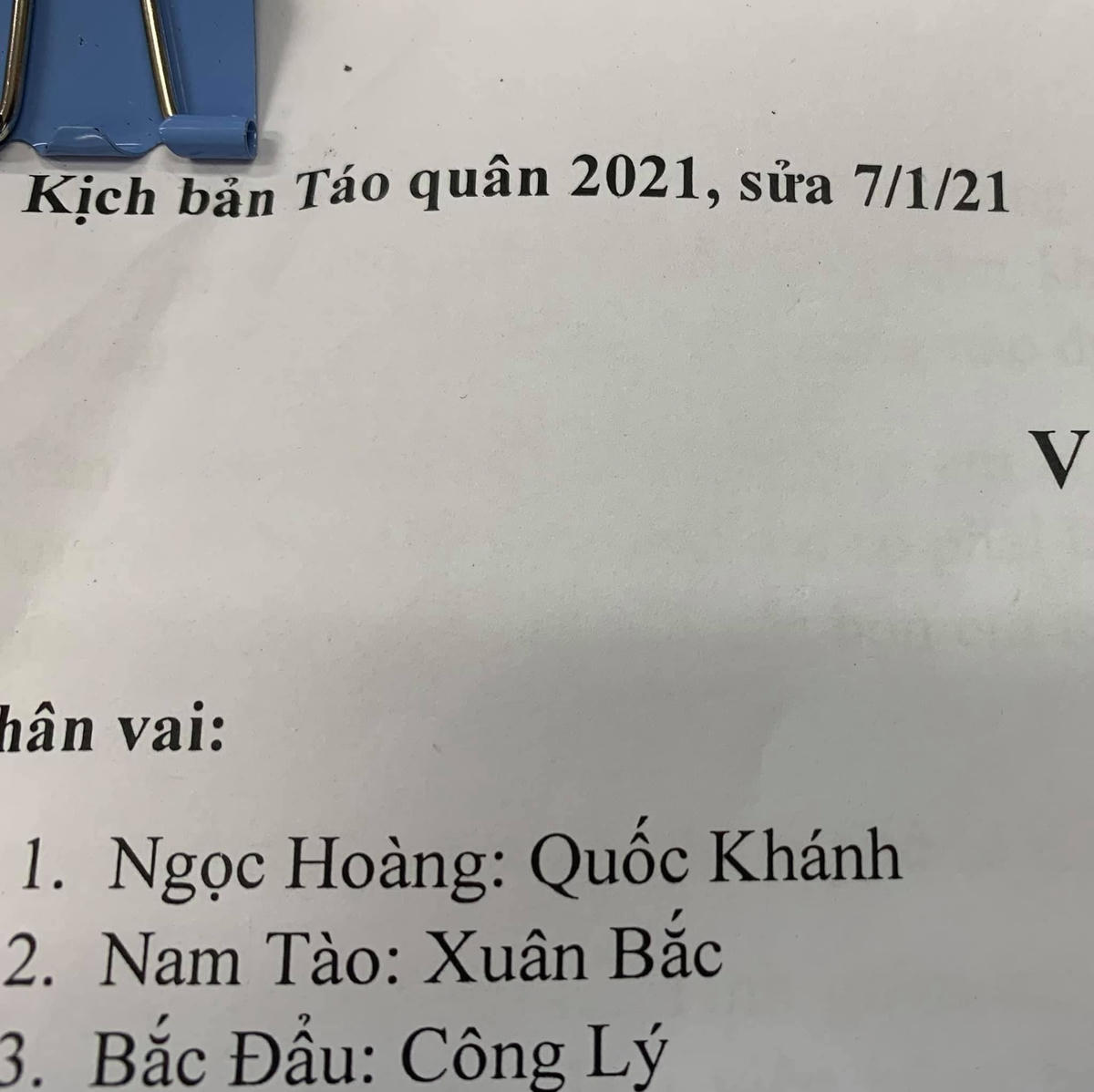 Kịch bản Táo Quân 2021 sửa ngày 7/1 có tên Quốc Khánh. 