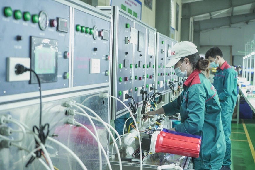 Hoạt động sản xuất tại Công ty Cổ phần Tập đoàn SUNHOUSE, Hà Nội Ảnh: Minh Đức.