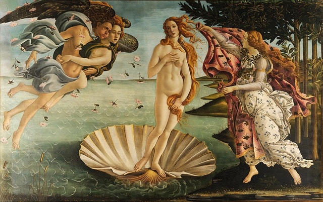 Bức "The Birth of Venus" (Sự ra đời của thần Vệ Nữ) của danh họa Botticelli.  
