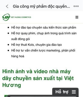Một đơn vị quảng cáo về dịch vụ gia công mỹ phâm trện Internet.