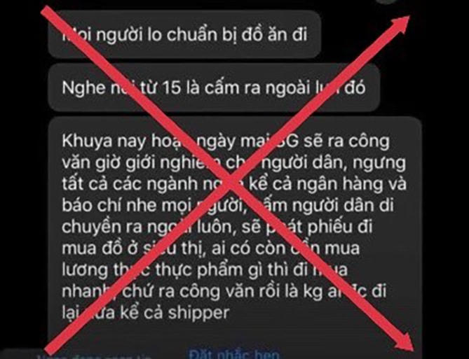 Tin nhắn sai sự thật lan truyền trên mạng xã hội.  