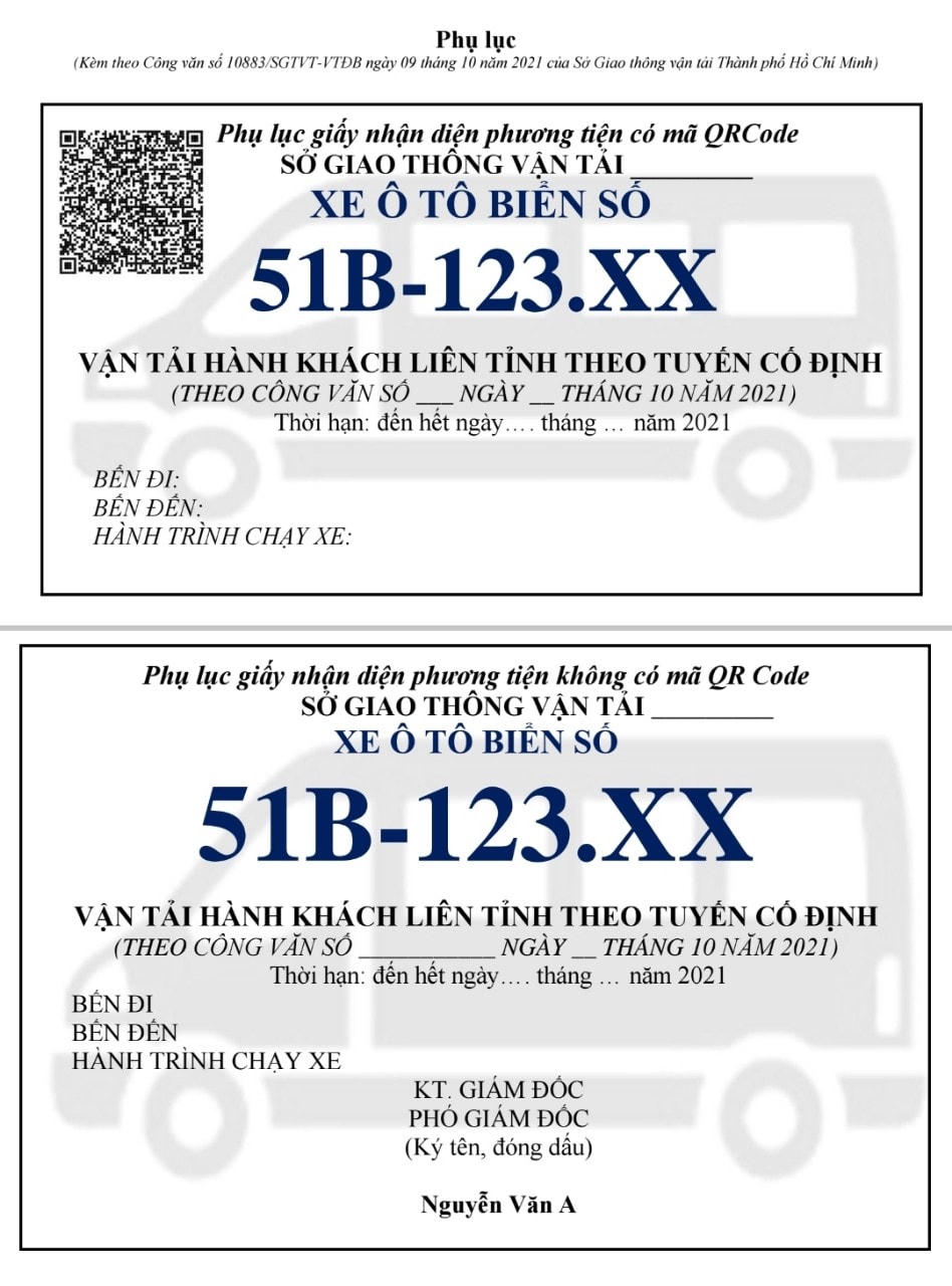 Xe khách hoạt động liên tỉnh nhận diện bằng mã QR code