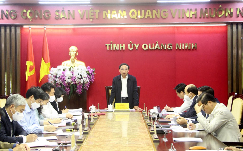Quang cảnh hội nghị Ban Thường vụ Tỉnh ủy. Ảnh: QMG.