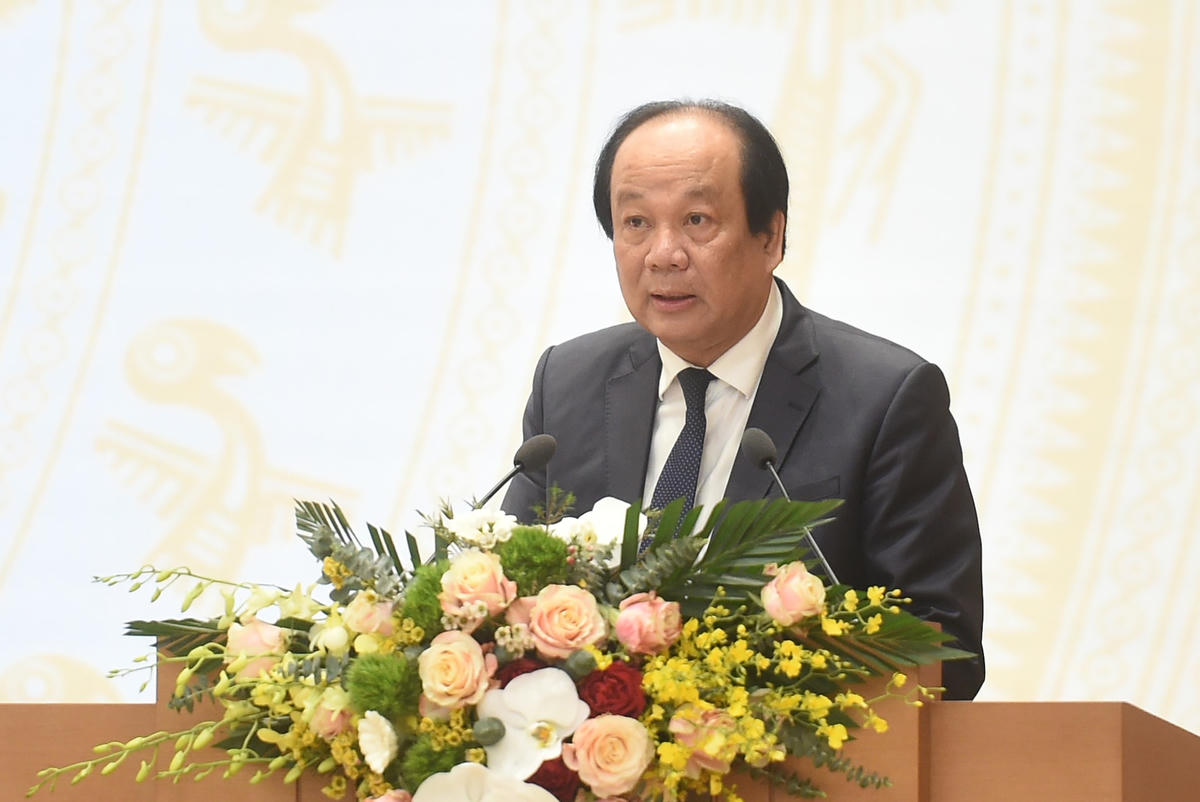 Bộ trưởng, Chủ nhiệm VPCP Mai Tiến Dũng, Tổ trưởng Tổ công tác phát biểu tại Hội nghị. Ảnh VGP/Quang Hiếu.