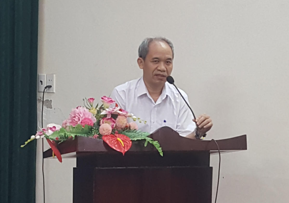 Chủ tịch Ủy ban MTTQ Việt Nam tỉnh Nam Định Đoàn Văn Hùng phát biểu cảm ơn tại buổi tiếp nhận.