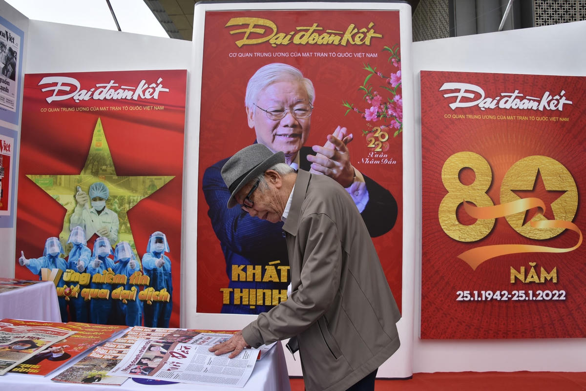 Gian trưng bày Báo Đại Đoàn Kết tại Hội Báo toàn quốc 2022. Ảnh: Xuân Ngọc