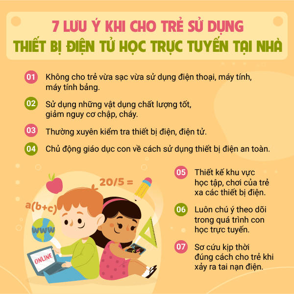 Khuyến cáo đảm bảo an toàn cho trẻ học tại nhà của trường Tiểu học Phan Chu Trinh.