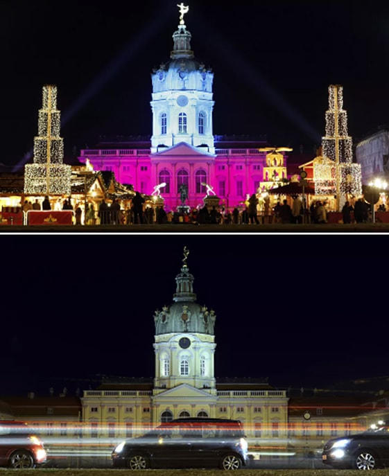 Chợ Giáng sinh truyền thống bên ngoài Cung điện Charlottenburg ở Berlin Đức trước và sau đại dịch Covid-19.