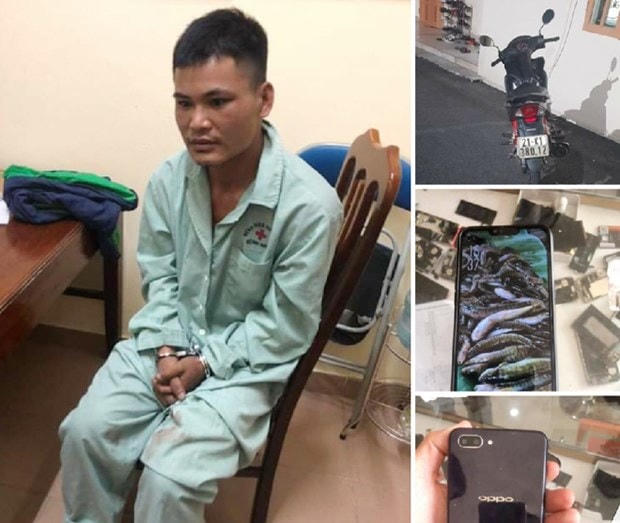 Đối tượng Lường Văn Tiến cùng các tang vật liên quan đến vụ án. (Nguồn: baoyenbai.com.vn).
