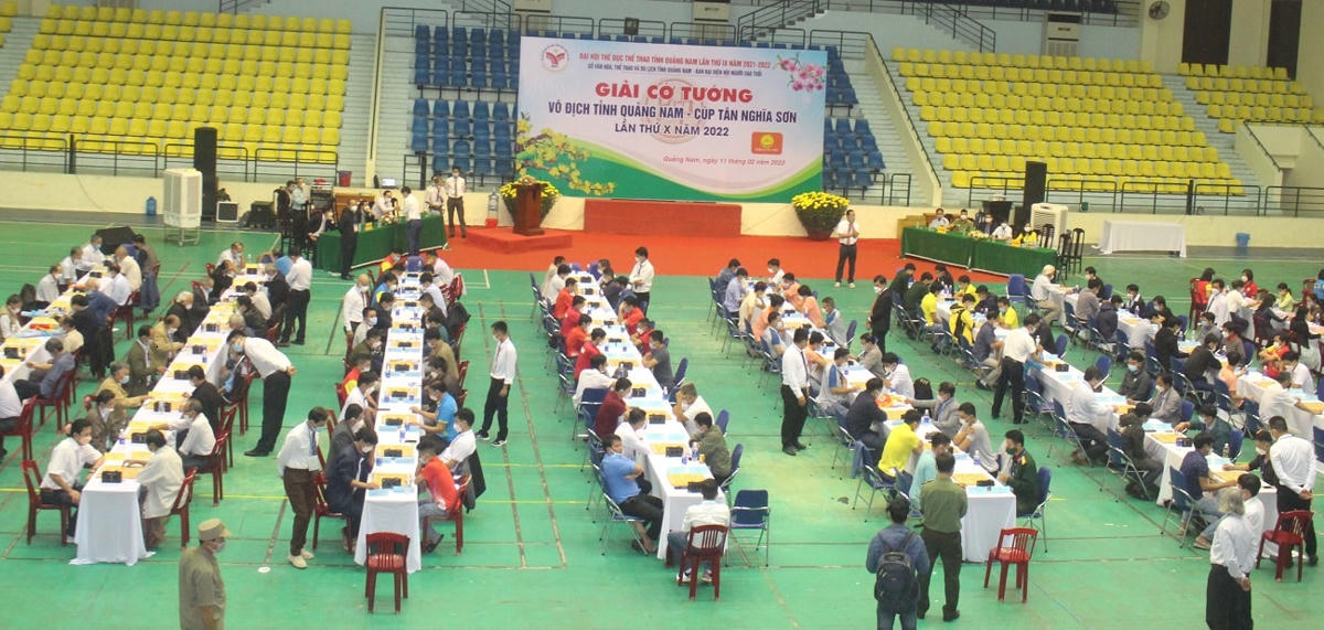 Quang cảnh buổi khai mạc giải cờ tướng tỉnh Quảng Nam năm 2022.