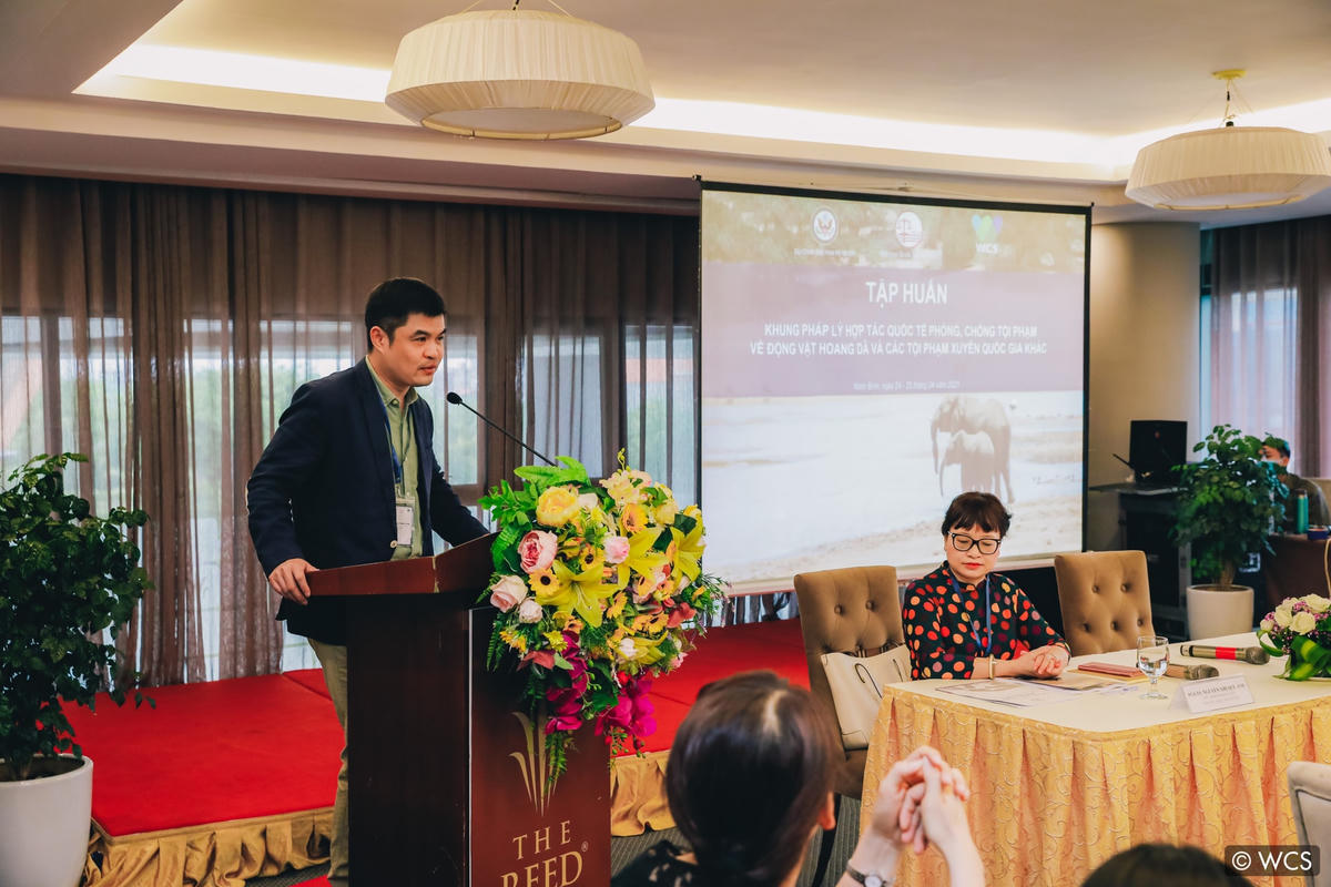 Anh Phạm Thành Trung, Quản lý Chương trình, Tổ chức WCS nhấn mạnh về việc lồng ghép nội dung liên quan đến động vật hoang dã trong hoạt động dạy và học.