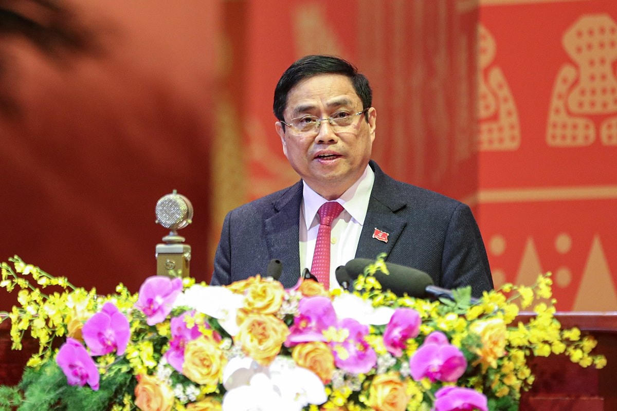 Trưởng ban Tổ chức Trung ương Phạm Minh Chính trình bày quy chế làm việc của Đại hội.