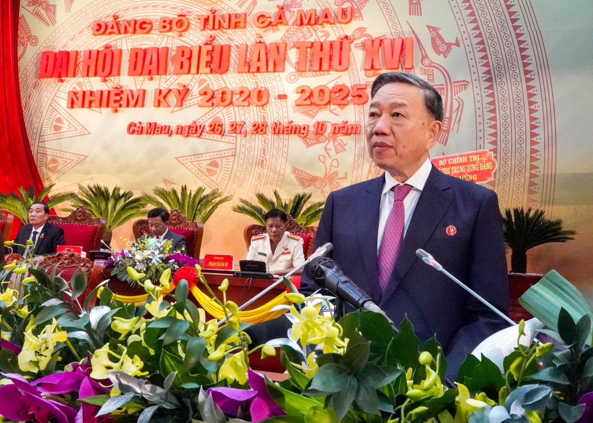 Đại tướng Tô Lâm phát biểu tại đại hội.  