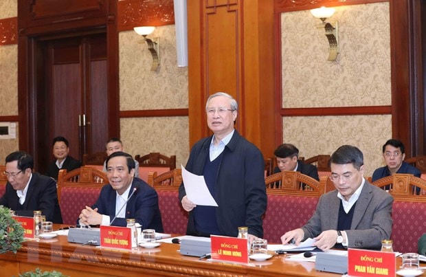 Ông Trần Quốc Vượng, Ủy viên Bộ Chính trị, Thường trực Ban Bí thư, chủ trì Hội nghị. Ảnh: Phương Hoa/TTXVN.  