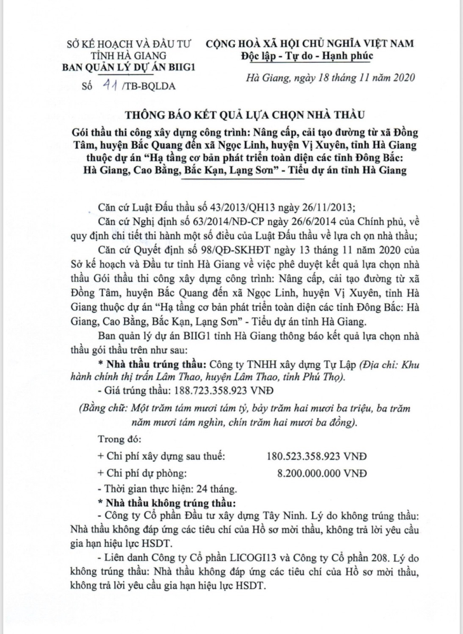 Thông báo kết quả lựa chọn nhà thầu đang vấp phải sự phản đối của các nhà thầu tham gia