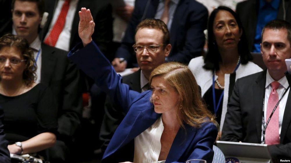 Bà Samantha Power (người giơ tay). Ảnh: Reuters.