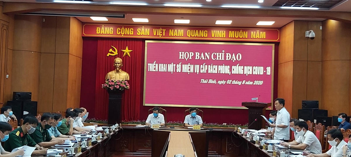 Cuộc họp Ban Chỉ đạo phòng, chống dịch Covid-19 tỉnh Thái Bình diễn ra sáng nay, 2/8.