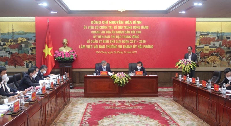 Đoàn khảo sát BCĐ TW về quản lý biên chế giai đoạn 2021-2026 đã có buổi làm việc với Thành uỷ Hải Phòng.